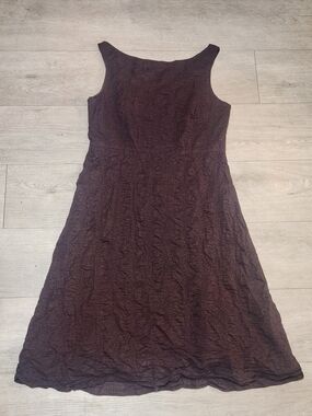 J. Crew Textured Crinkle Cotton Midi Dress Brown 10